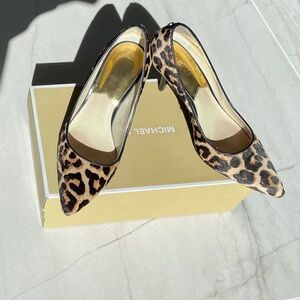 Leopard leather pointed toe pump- Michael Kors